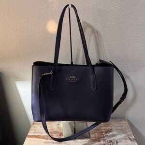 COACH Avenue Tote / Carry-All Shoulder Bag F48734 - Metallic Blue Navy EUC